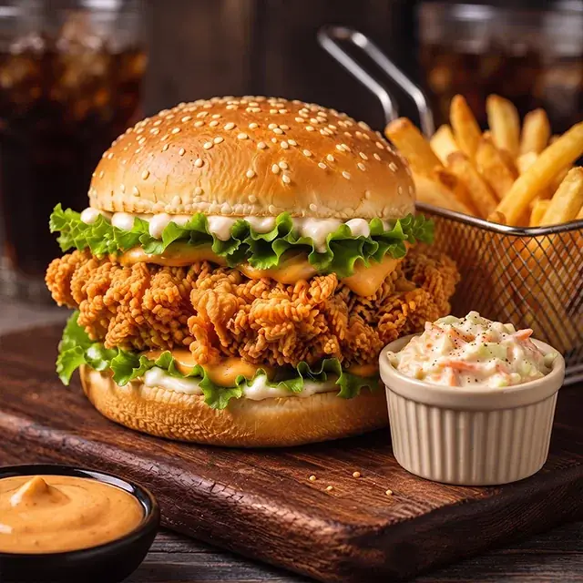 Zinger Burger with Fries & Coleslaw